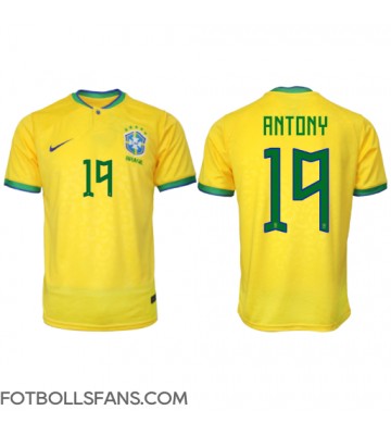 Brasilien Antony #19 Replika Hemmatröja VM 2022 Kortärmad